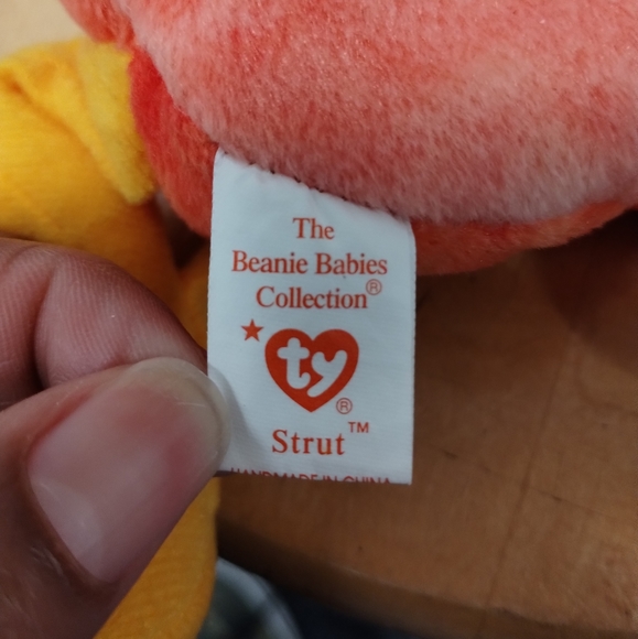 ÷STRUT the rooster Red Tye-Dye original ty beanie baby Barnyard RETIRED RARE - Picture 7 of 9